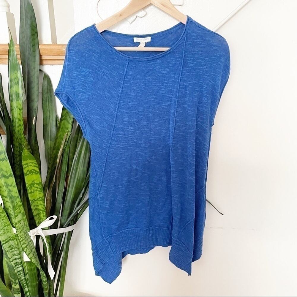 Eileen fisher electric blue scoop neck knit blouse